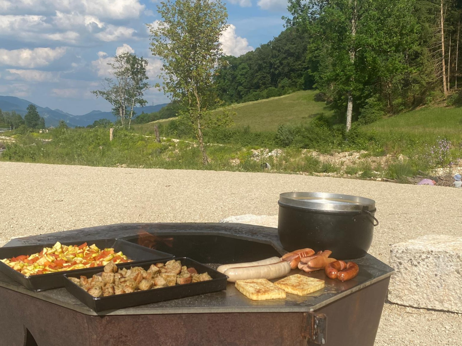 Waldhütte mit Feuerstelle und Bänken im Naturpark Thal